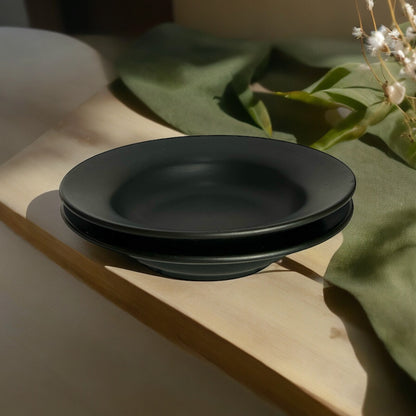 Two Black Pasta Plates