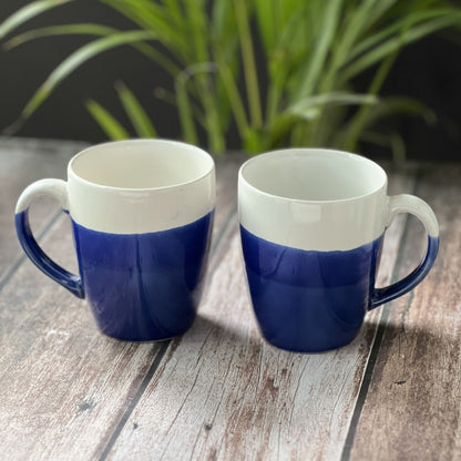 White & Blue Mugs Set of 2