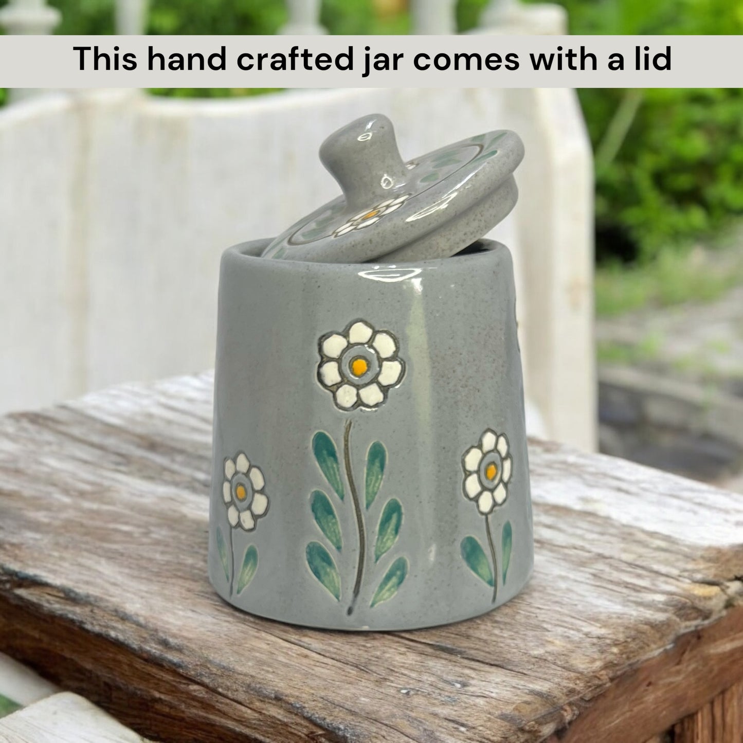 Floral Grey Jar