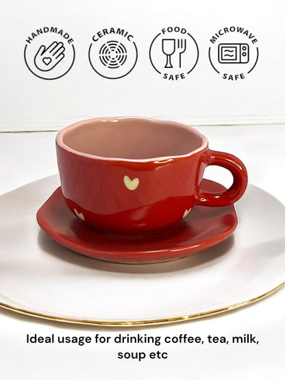 Heartfelt Cappuccino Mug with Dessert Plate