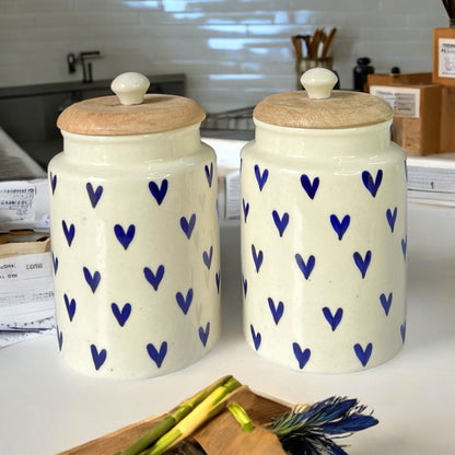 Love Blue Heart Jars