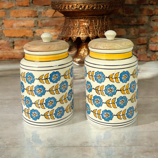 Blue Flower & Yellow Leaf Jars