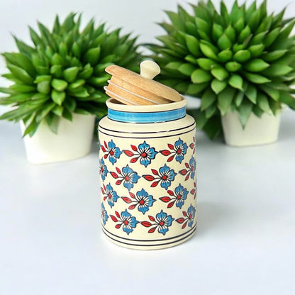 Blue Flower & Red Leaf Jar