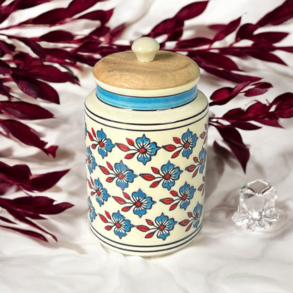 Blue Flower & Red Leaf Jar