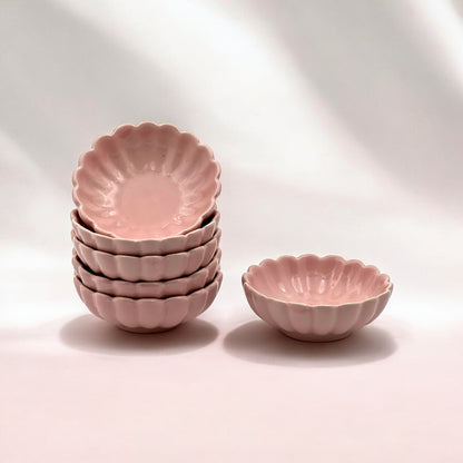 Six Pink Lotus Sweet Bowls