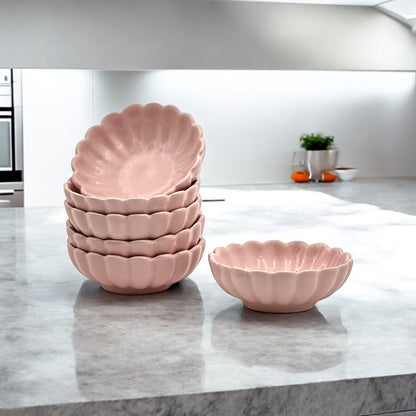 Six Pink Lotus Sweet Bowls