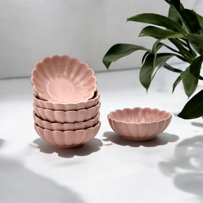 Six Pink Lotus Sweet Bowls