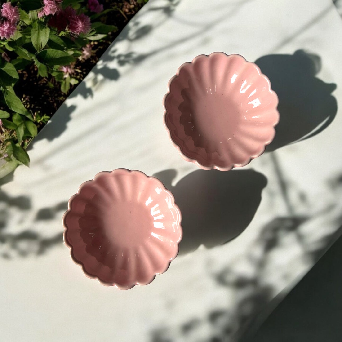 Six Pink Lotus Sweet Bowls