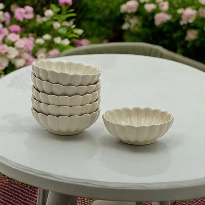 Six White Lotus Sweet Bowls