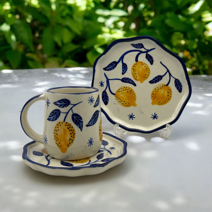 Lemon Mug ,Saucer and Dessert Plate