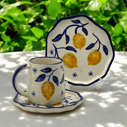 Lemon Mug ,Saucer and Dessert Plate