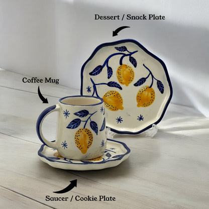 Lemon Mug ,Saucer and Dessert Plate