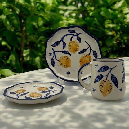 Lemon Mug ,Saucer and Dessert Plate