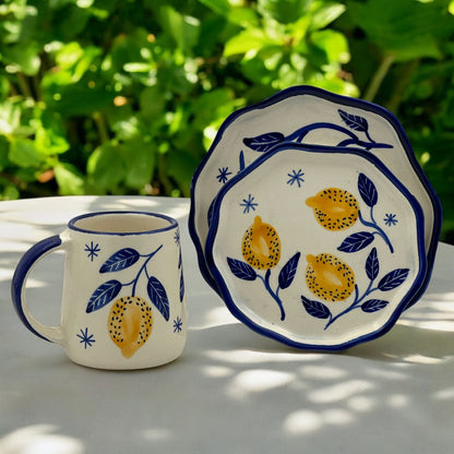 Lemon Mug ,Saucer and Dessert Plate