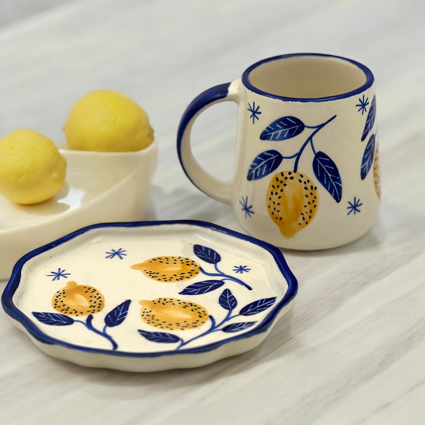 Lemon Mug ,Saucer and Dessert Plate