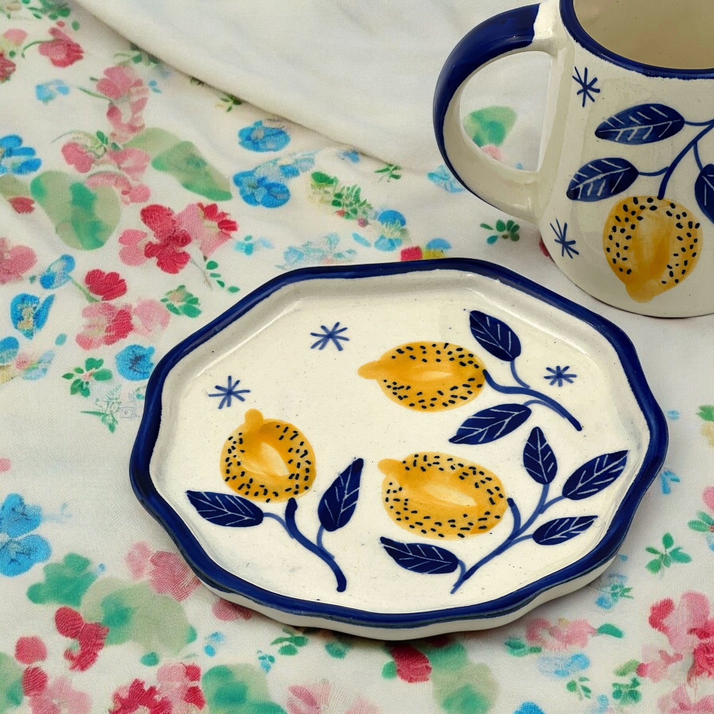 Lemon Mug ,Saucer and Dessert Plate