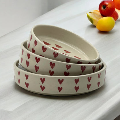 Red Hearts Salad Snack Tray Set