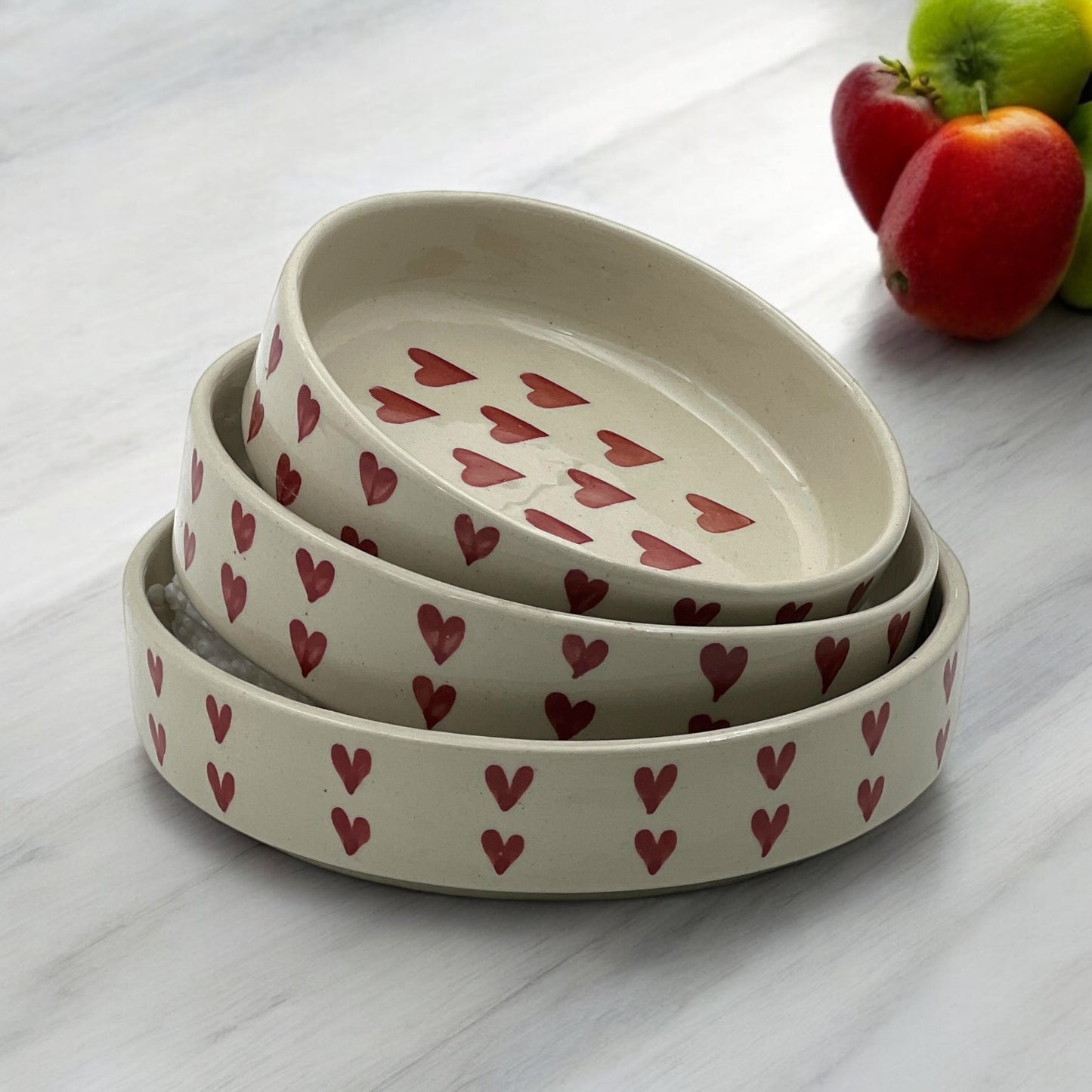 Red Hearts Salad Snack Tray Set