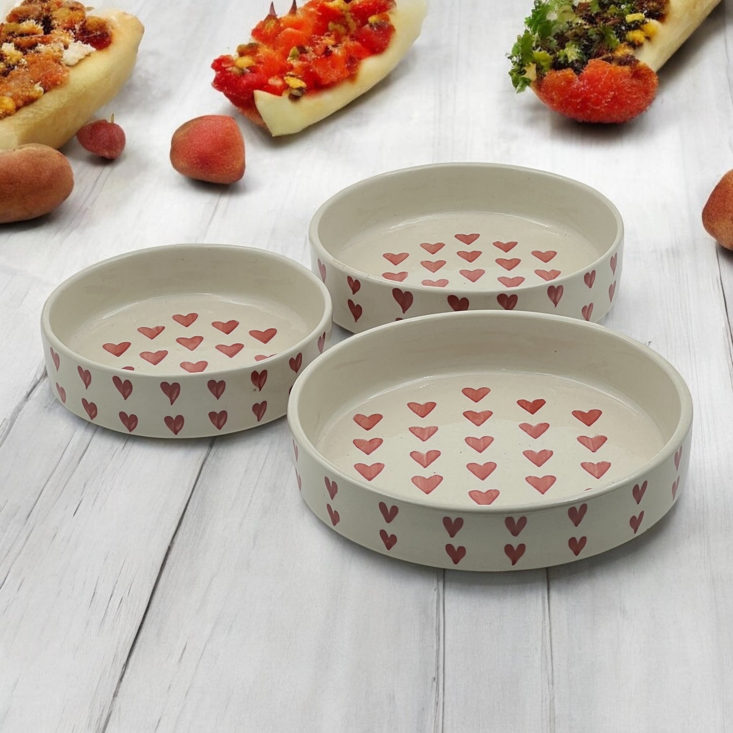 Red Hearts Salad Snack Tray Set