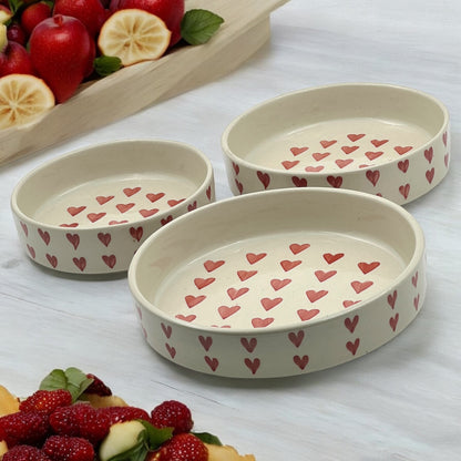 Red Hearts Salad Snack Tray Set