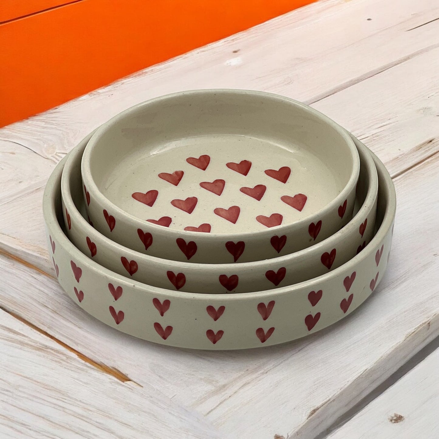 Red Hearts Salad Snack Tray Set