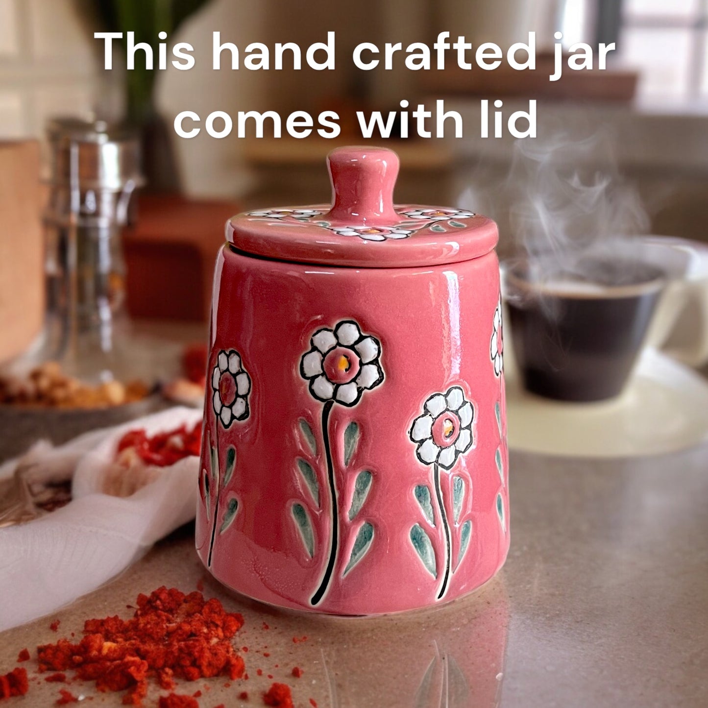 Floral Pink Jar