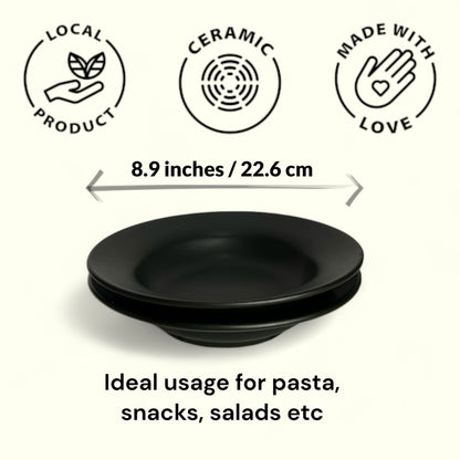 Two Black Pasta Plates