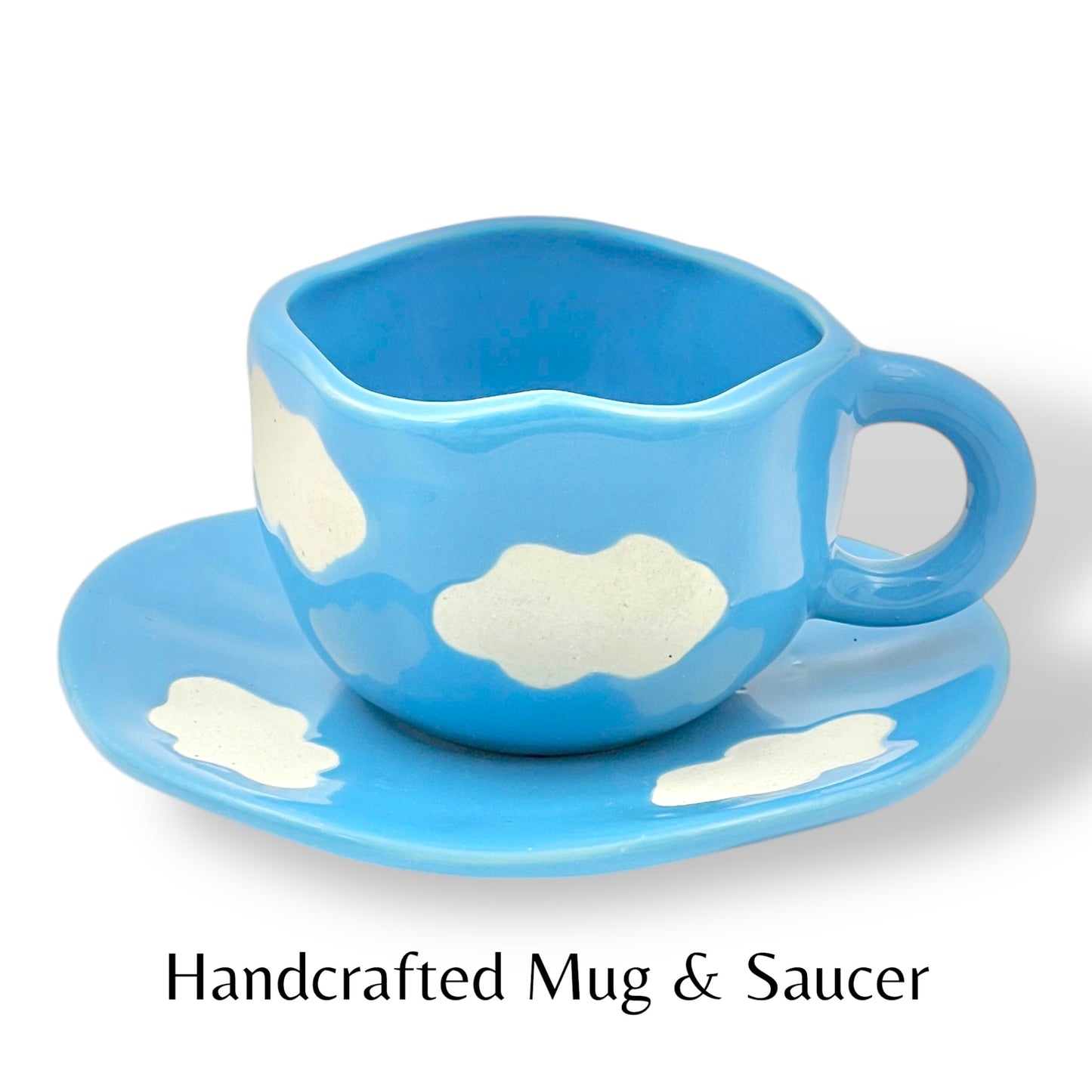 Blue Cloud Mug with Desert Plate