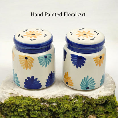 Yellow & Blue Floral Jars