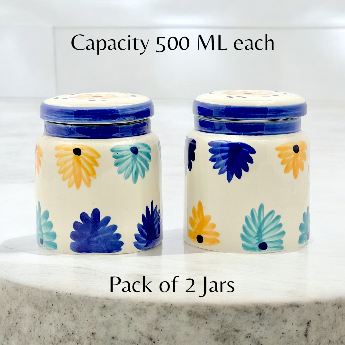 Yellow & Blue Floral Jars