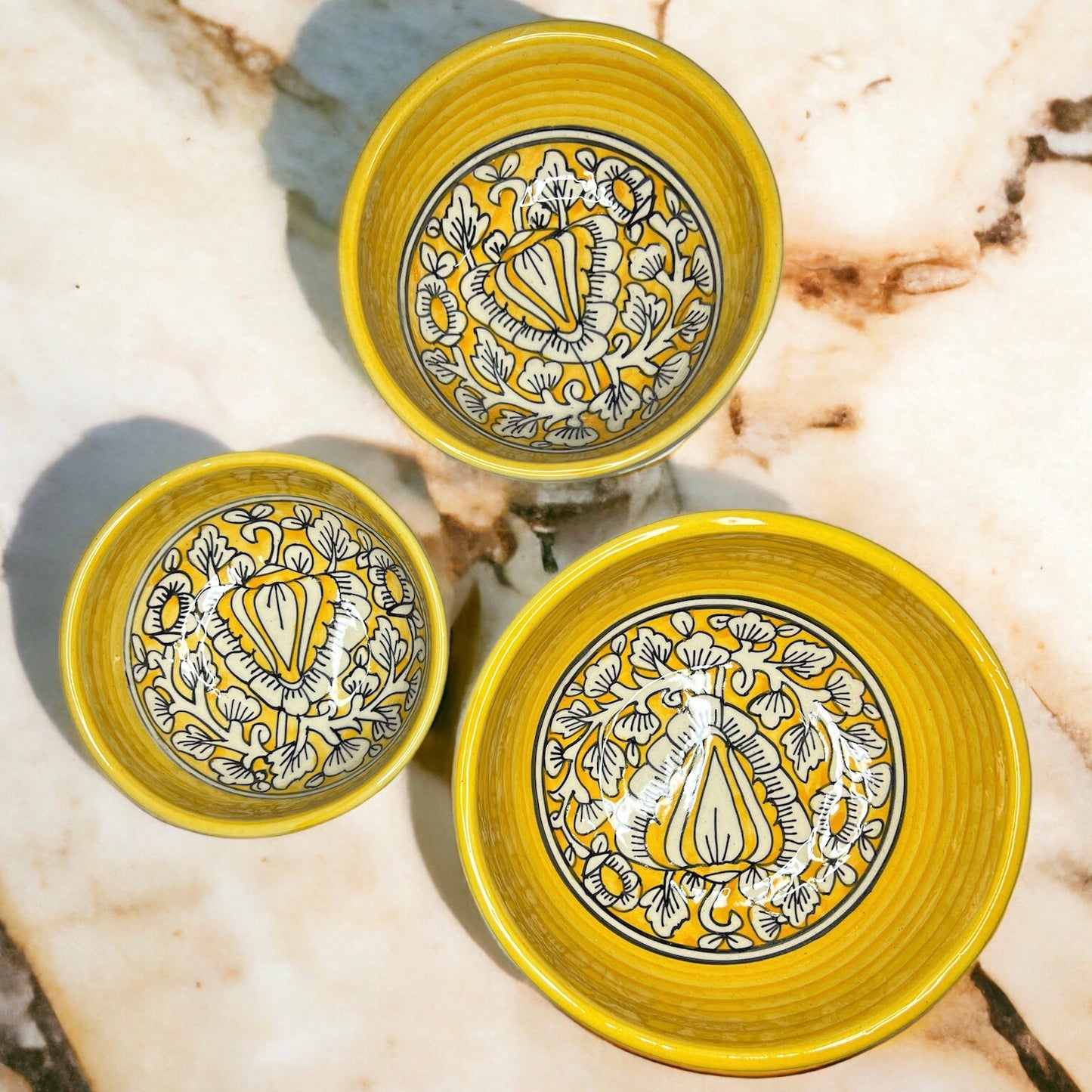 Yellow Mughal Serving Bowls