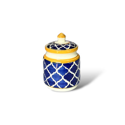 Two Morrocon Yellow Blue Jars