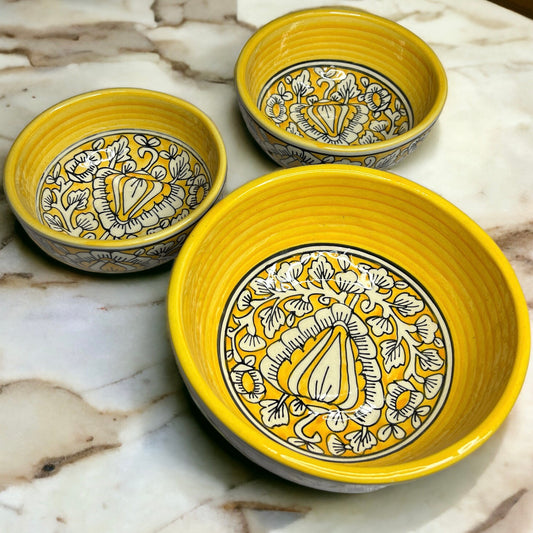 Yellow Mughal Serving Bowls