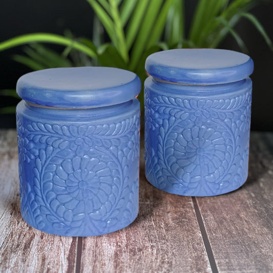 Two Dark Blue Jars