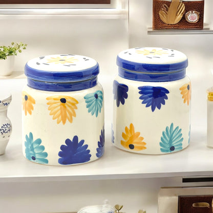 Yellow & Blue Floral Jars