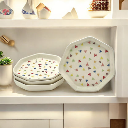 Four Rainbow Hearts Snack/Dessert Plates