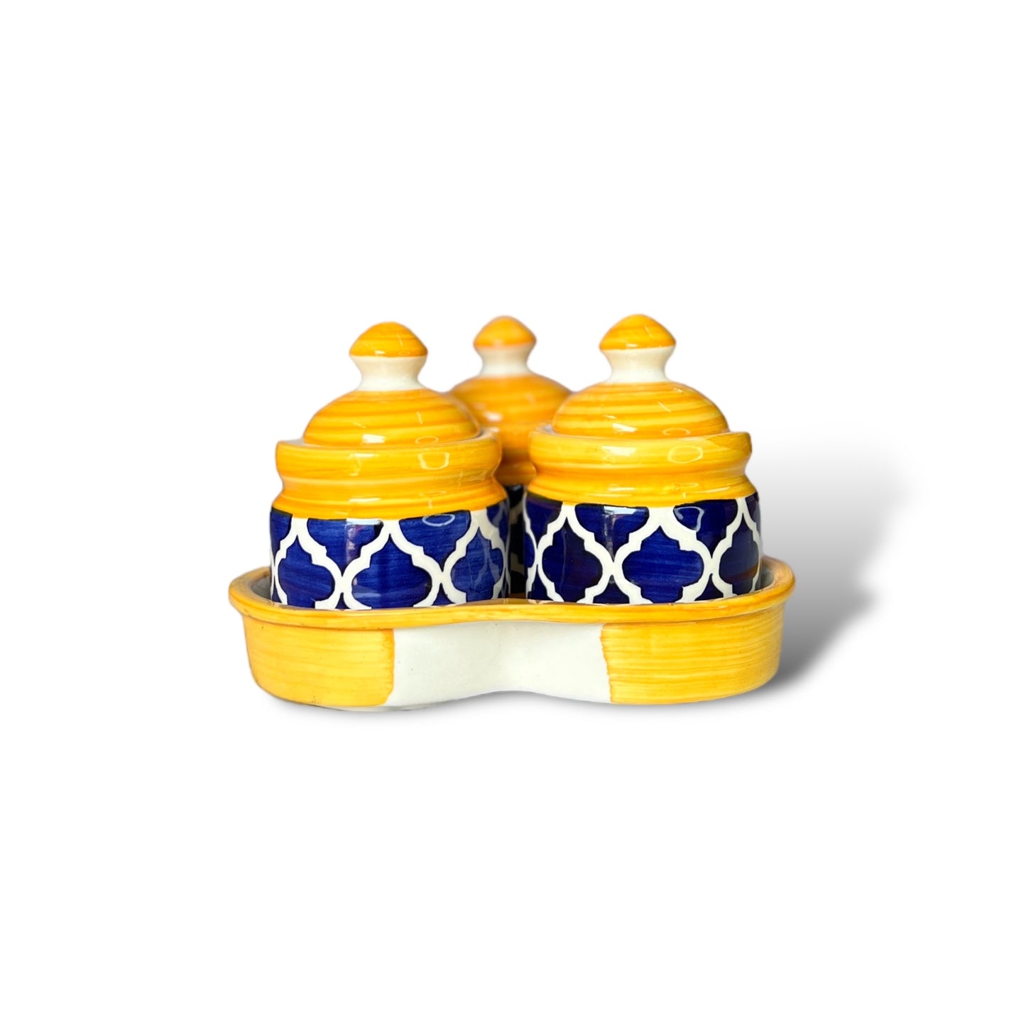 Yellow Pickle Jars Set with Tray