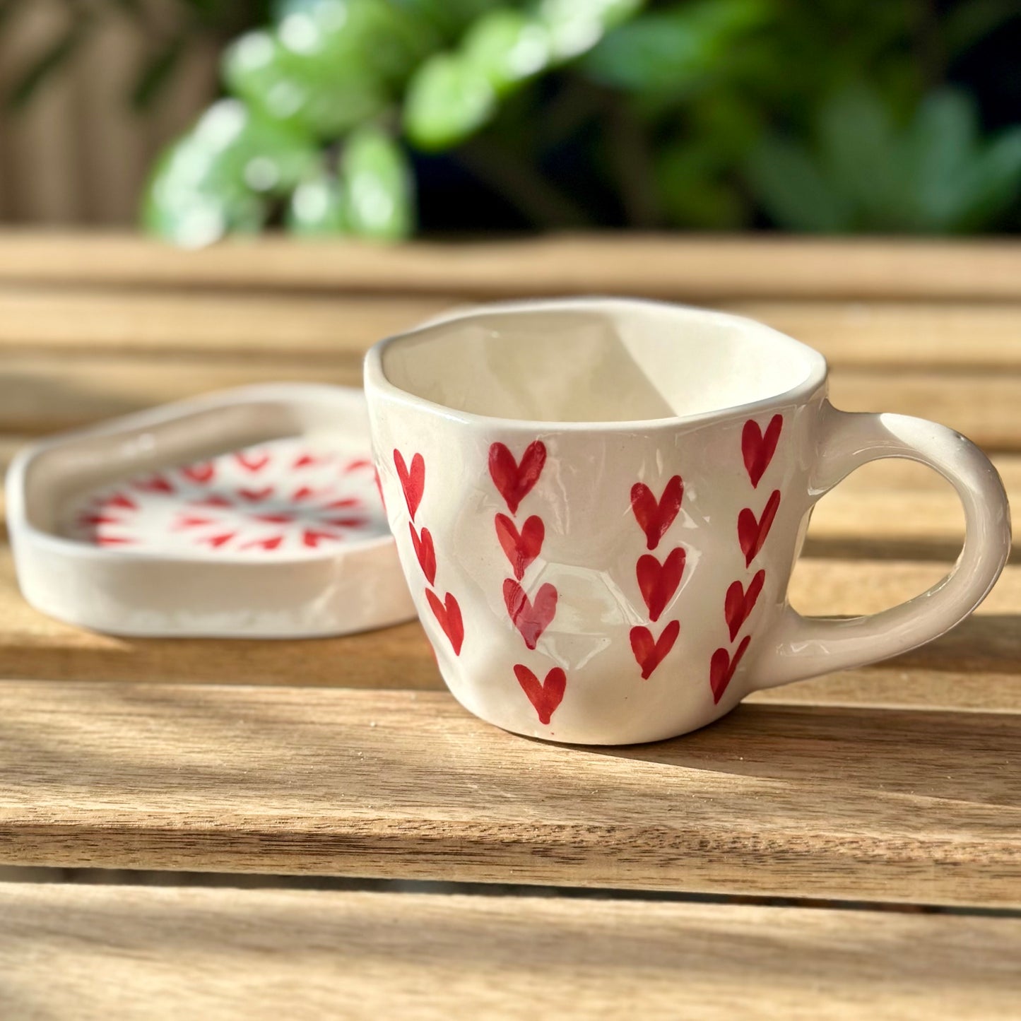 Heart Mug with Desert Plate