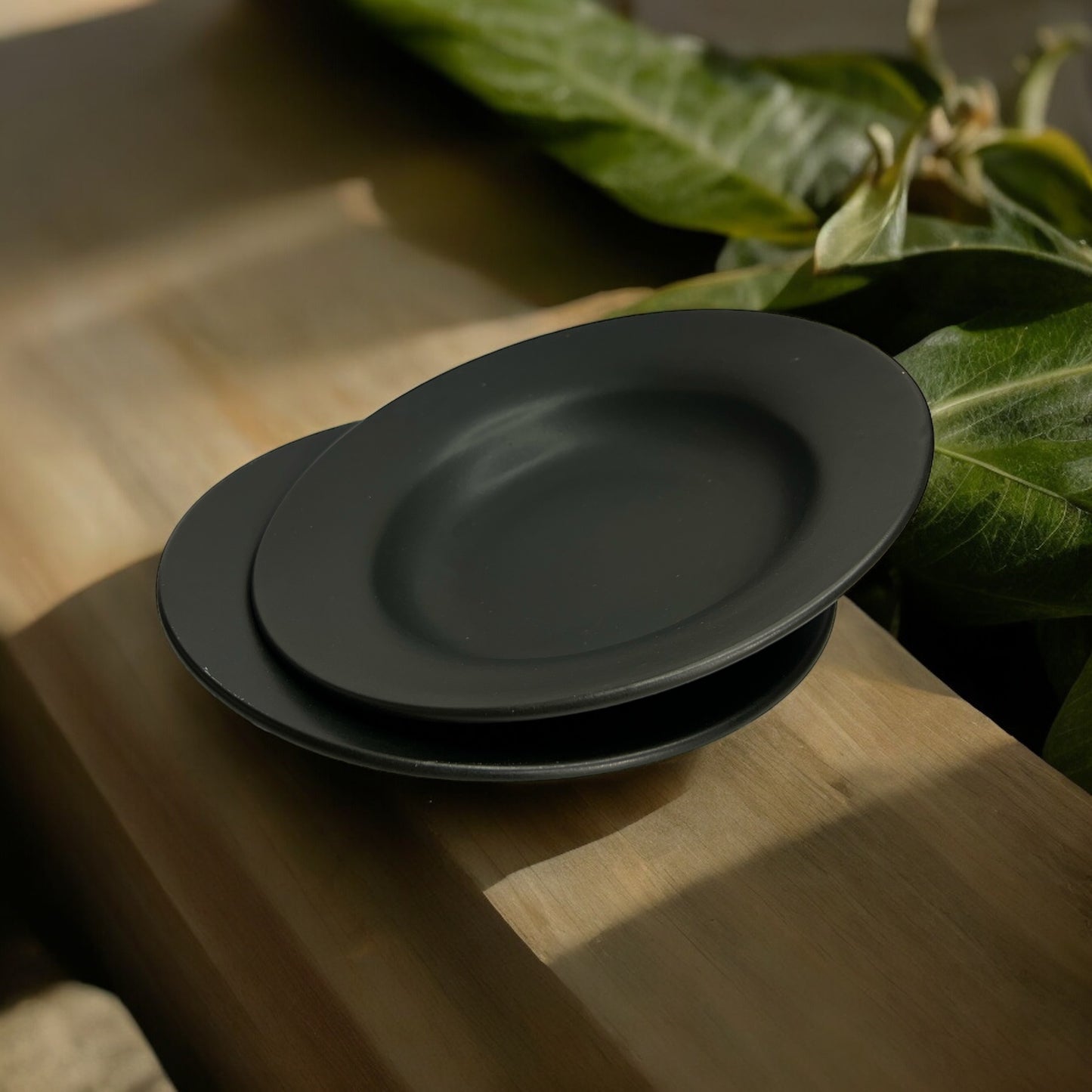 Two Black Pasta Plates