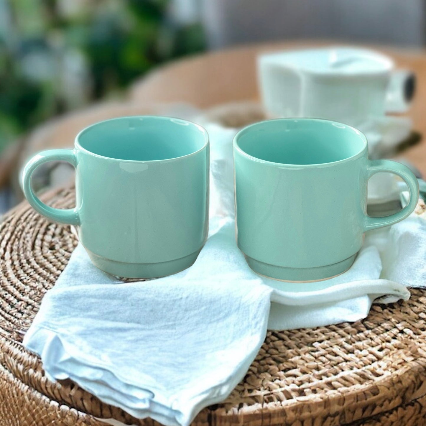 Cafe Green Mugs | Set of 2