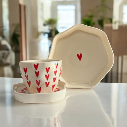 Over the Hearts Coffee Mug and Bowl Set