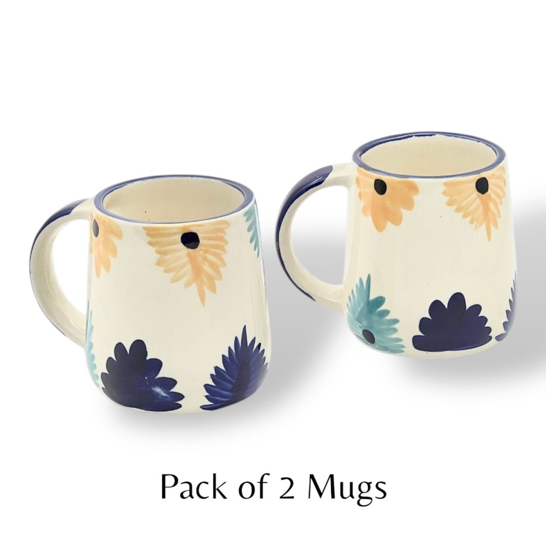 Yellow Blue Flower Mug Set