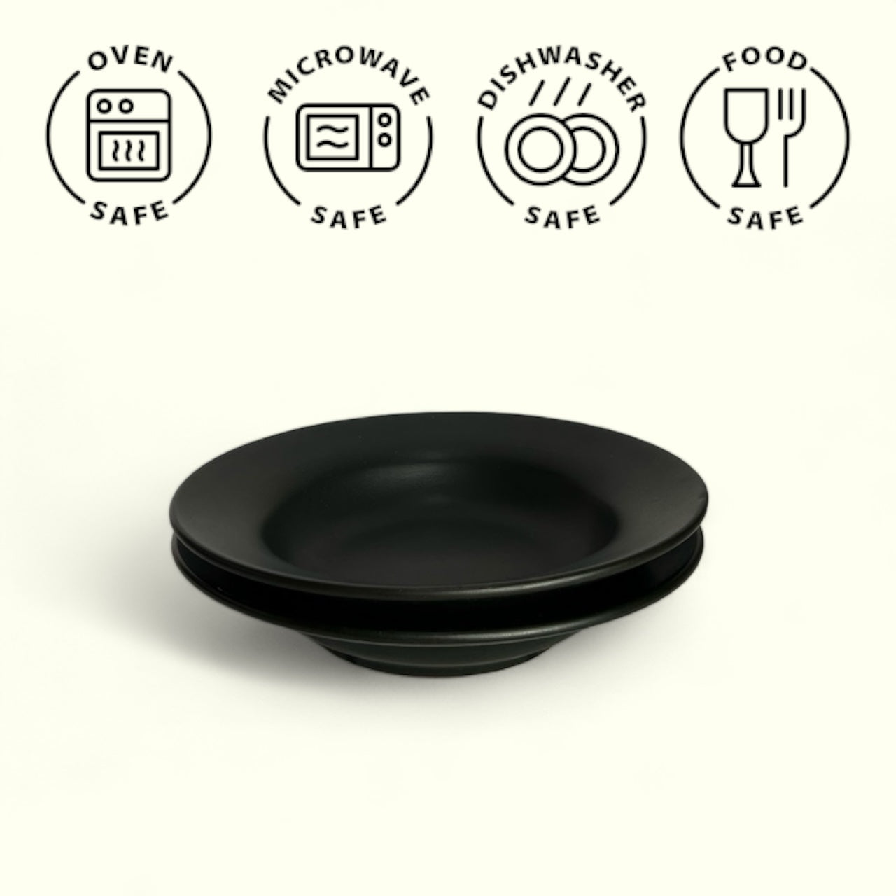 Two Black Pasta Plates