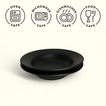 Two Black Pasta Plates