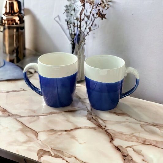 White & Blue Mugs Set of 2