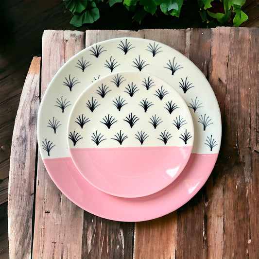 Pink And White Dinnerware Plates (2 Pcs)