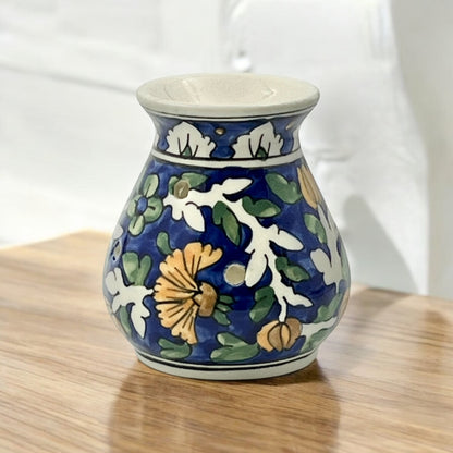 Hand Painted Ceramic Aroma Oil Diffuser Set of 1 (Blue 4.5 Inch)