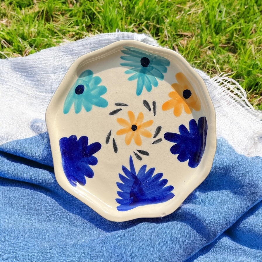 Blue & Yellow Flower  Mug & Saucer