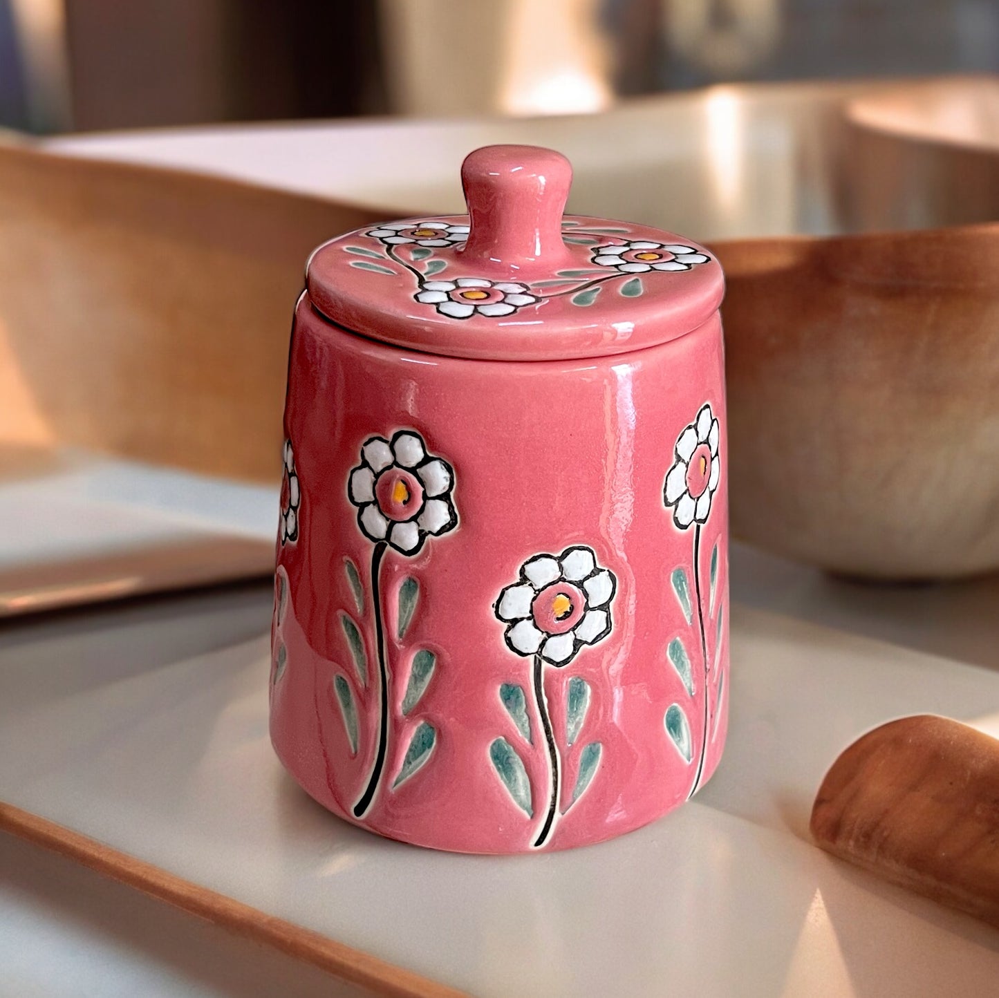 Floral Pink Jar