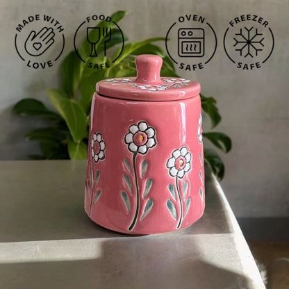 Floral Pink Jar